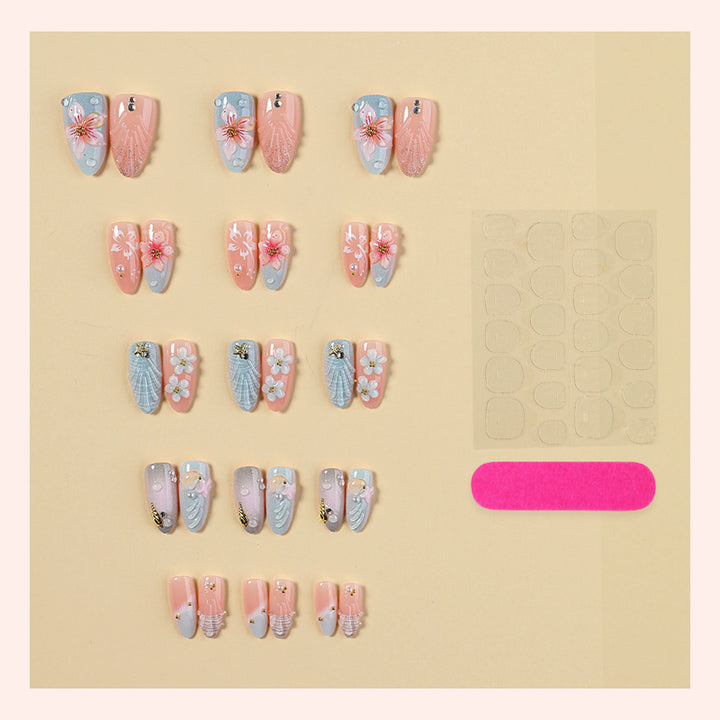 Artistic Ocean-Themed Press-On Nail Set Bowlift