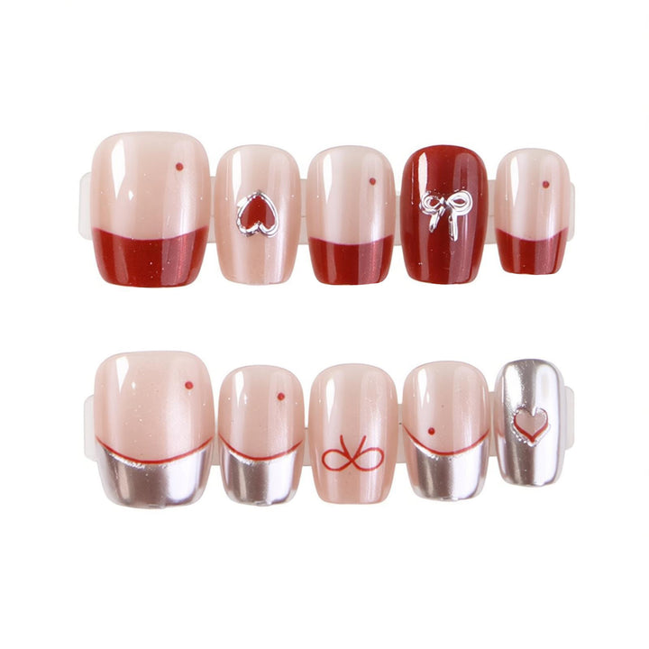 Artistic Press-On Nail Art Set with Decorative Accents Bowlift