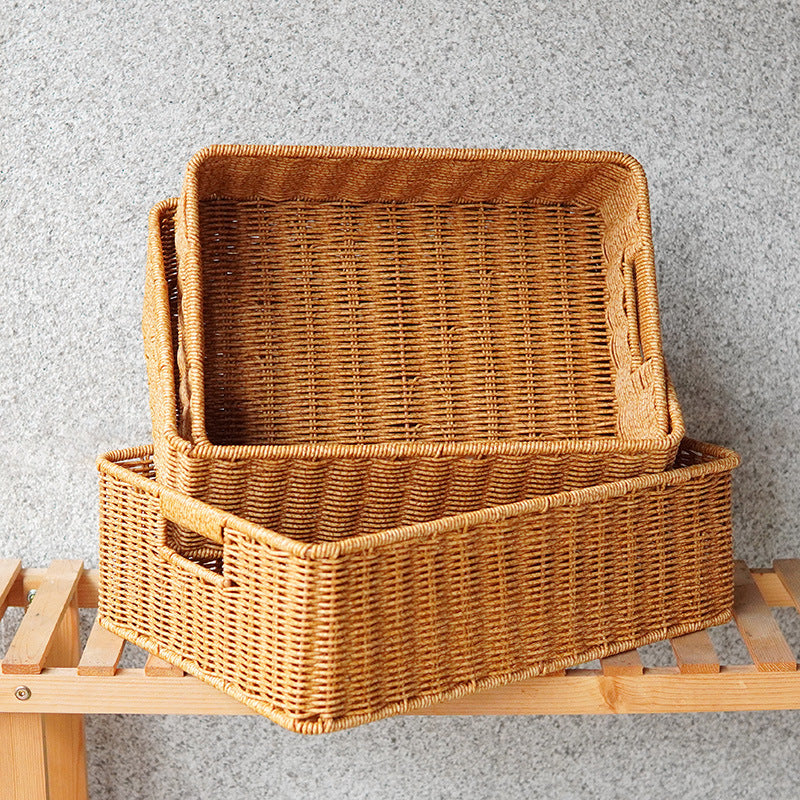Women's Rectangular Storage Basket Made of Natural Wicker Bowlift