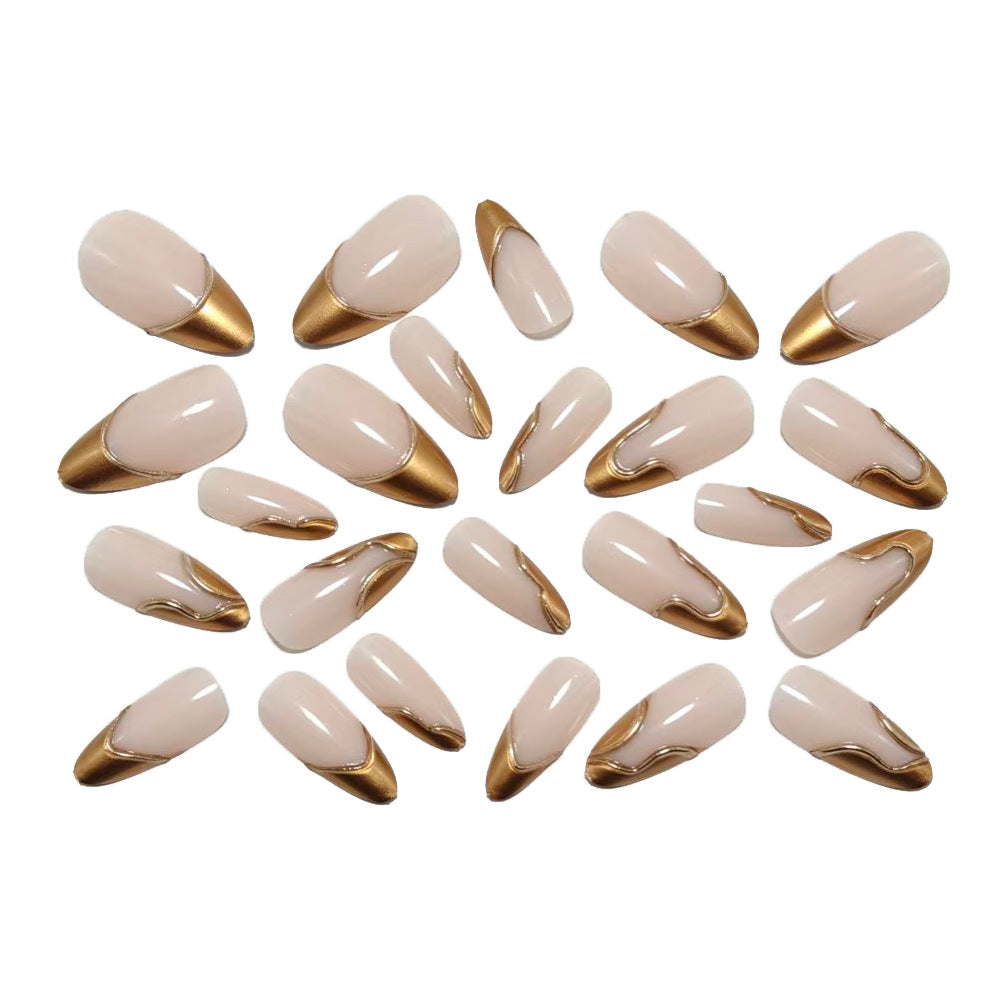 Artificial nails in elegant stiletto design with gold accents Bowlift