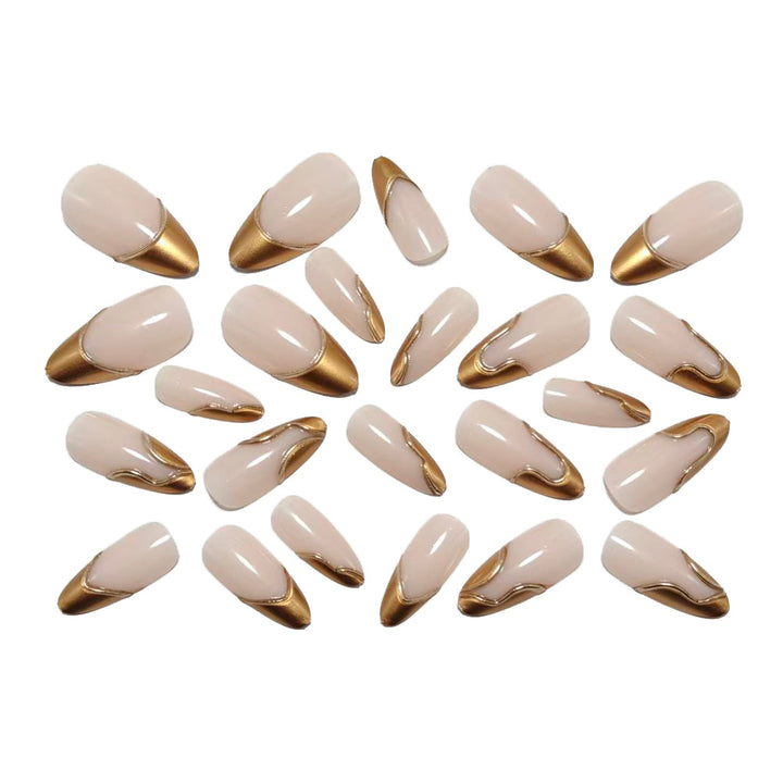 Artificial nails in elegant stiletto design with gold accents Bowlift