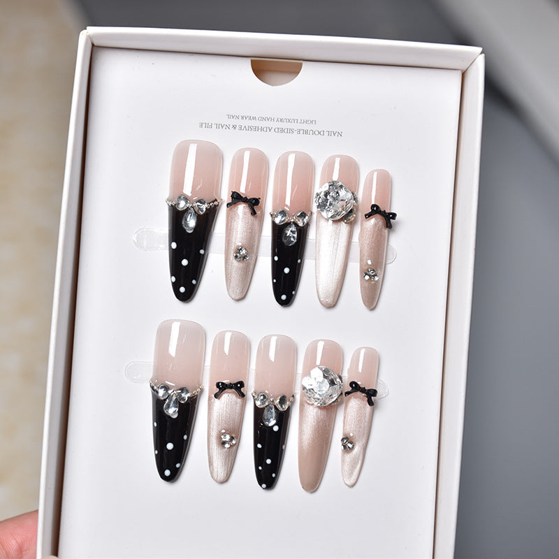 Premium Crystal-Decorated Stiletto Press-On Nail Extensions Bowlift