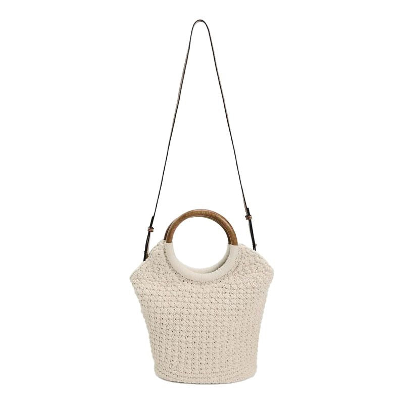 Handcrafted tote bag with round wooden handle Bowlift