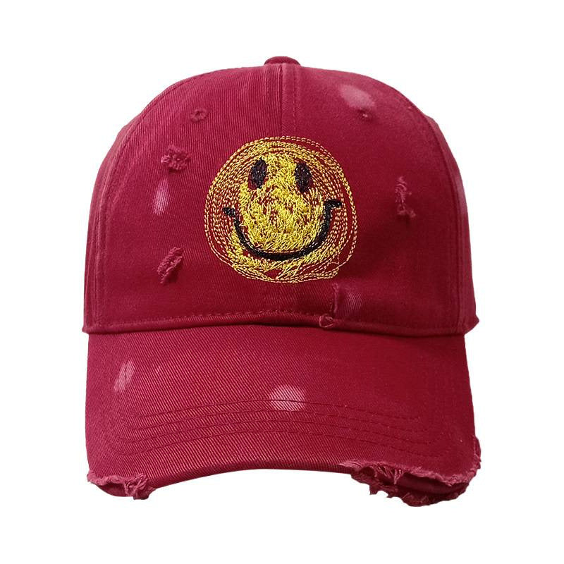 Women's Distressed Smiley Face Baseball Cap Bowlift