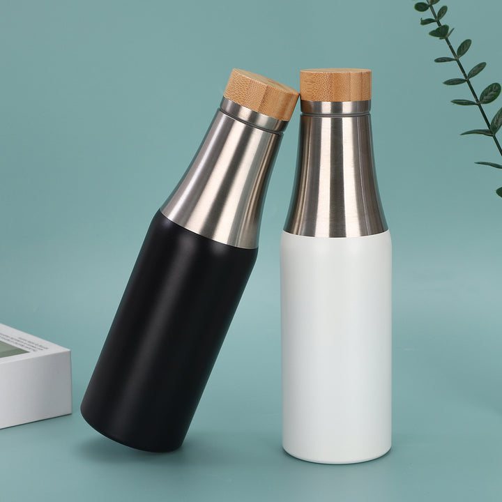 Women's stainless steel insulated drinking bottle with bamboo lid Bowlift