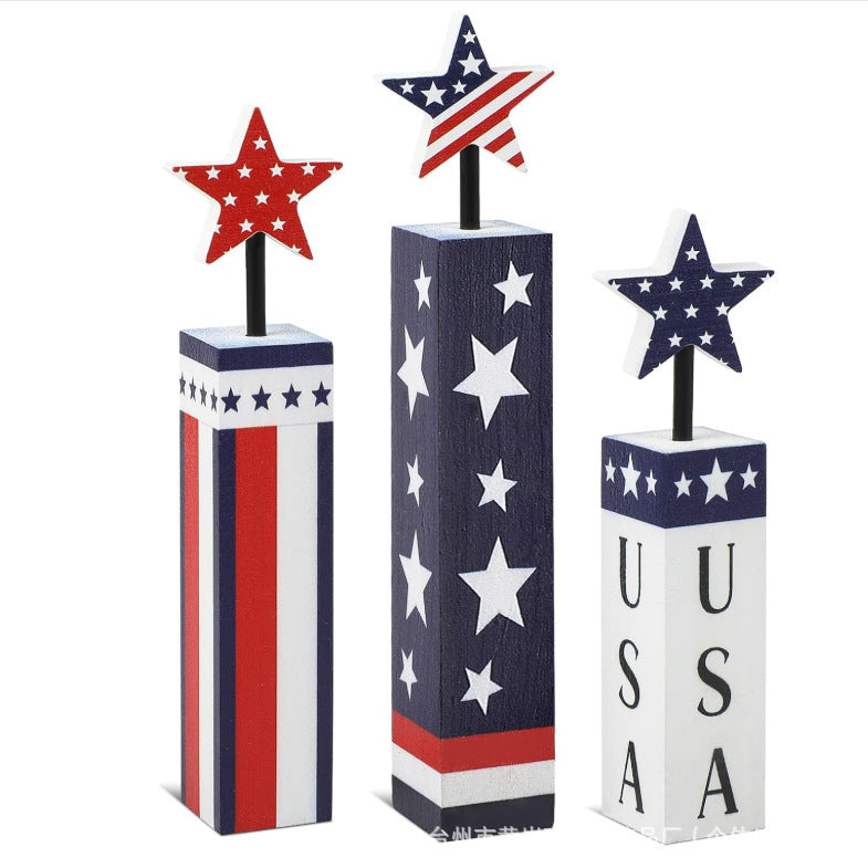 Unisex nan patriotic glitter tabletop column decor with star toppers Bowlift