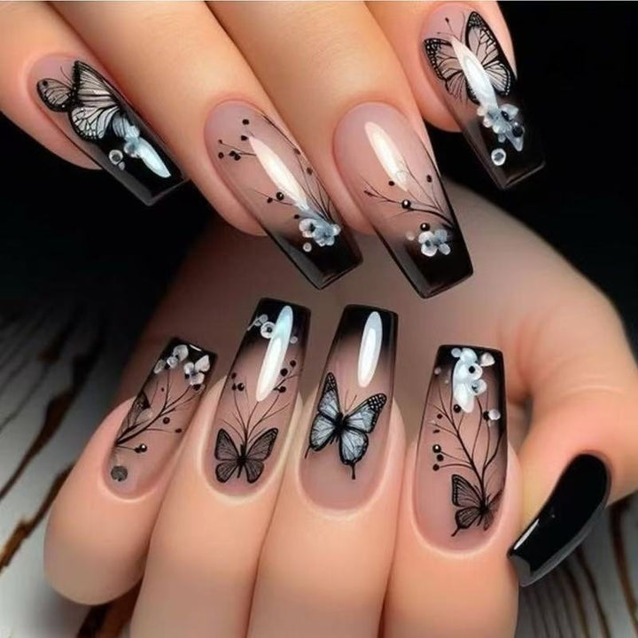 Artful Nail Set with Butterfly Design Bowlift
