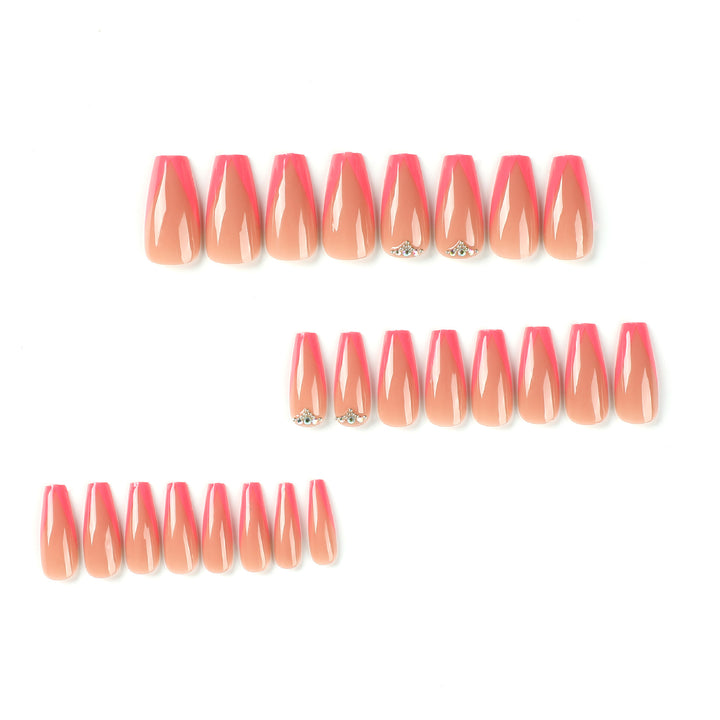 Artful Nail Extensions with Neon Tips and Rhinestone Decoration Bowlift