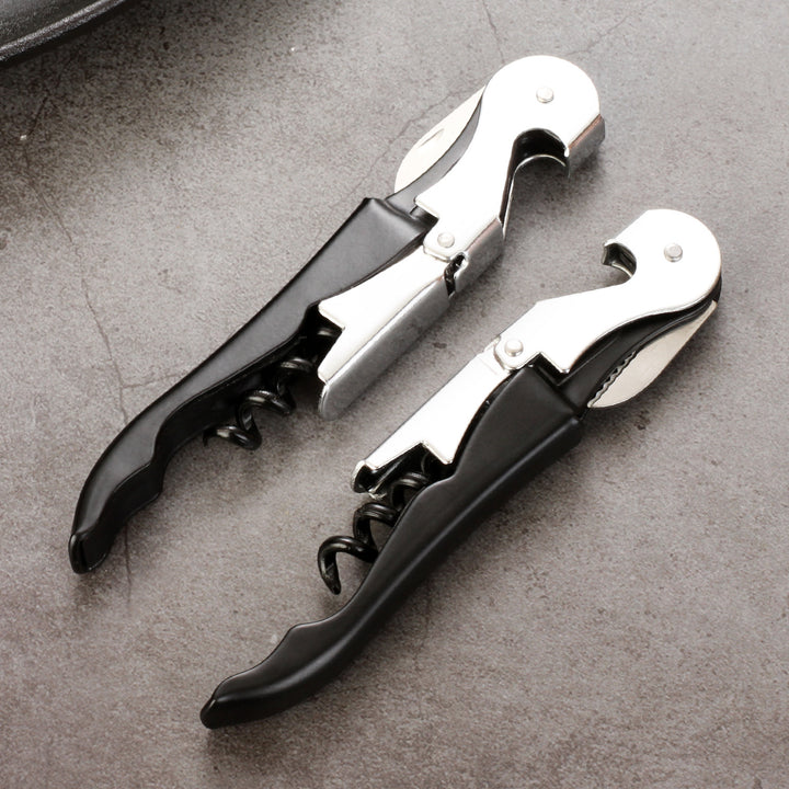 Dual-Hinge Waiter's Corkscrew with Serrated Foil Cutter and Ergonomic Handle Bowlift