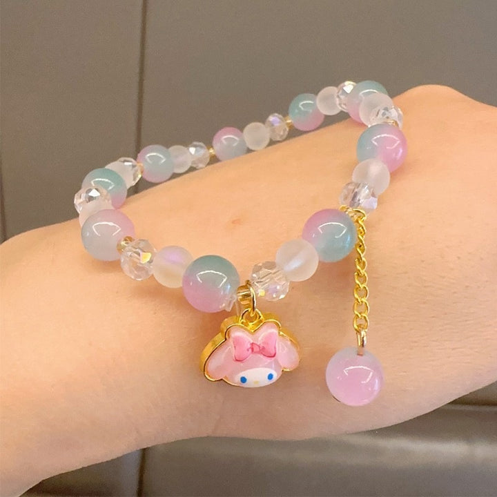 Playful bracelet with colorful glass beads and pendant Bowlift