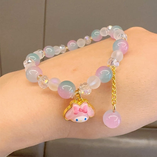 Playful bracelet with colorful glass beads and pendant Bowlift