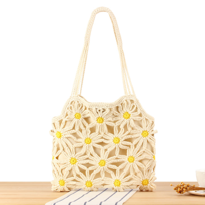 Handcrafted macrame bag with floral accents Bowlift