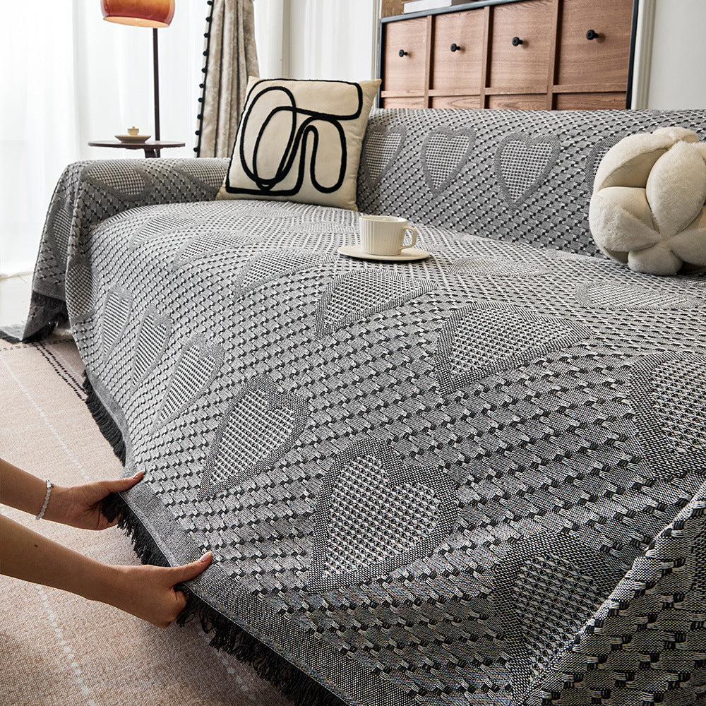 Cozy Heart Pattern Sofa Throw Blanket