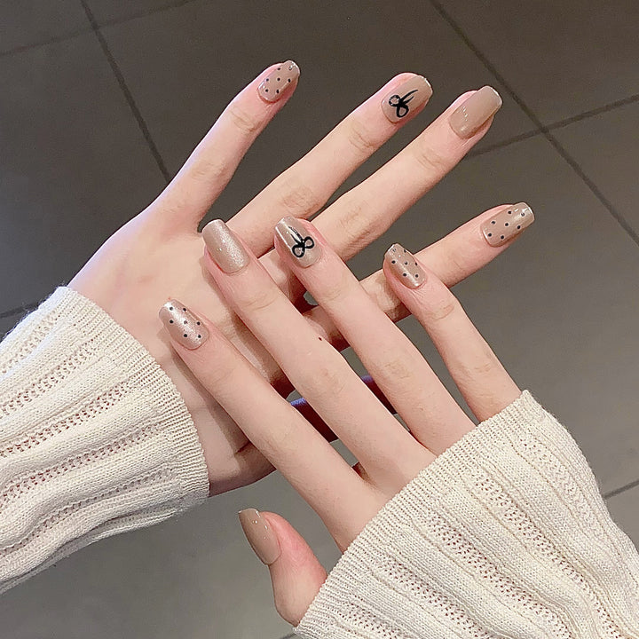 Themed Nail Art Press-On Nails with Cute Character and Bow Designs Bowlift