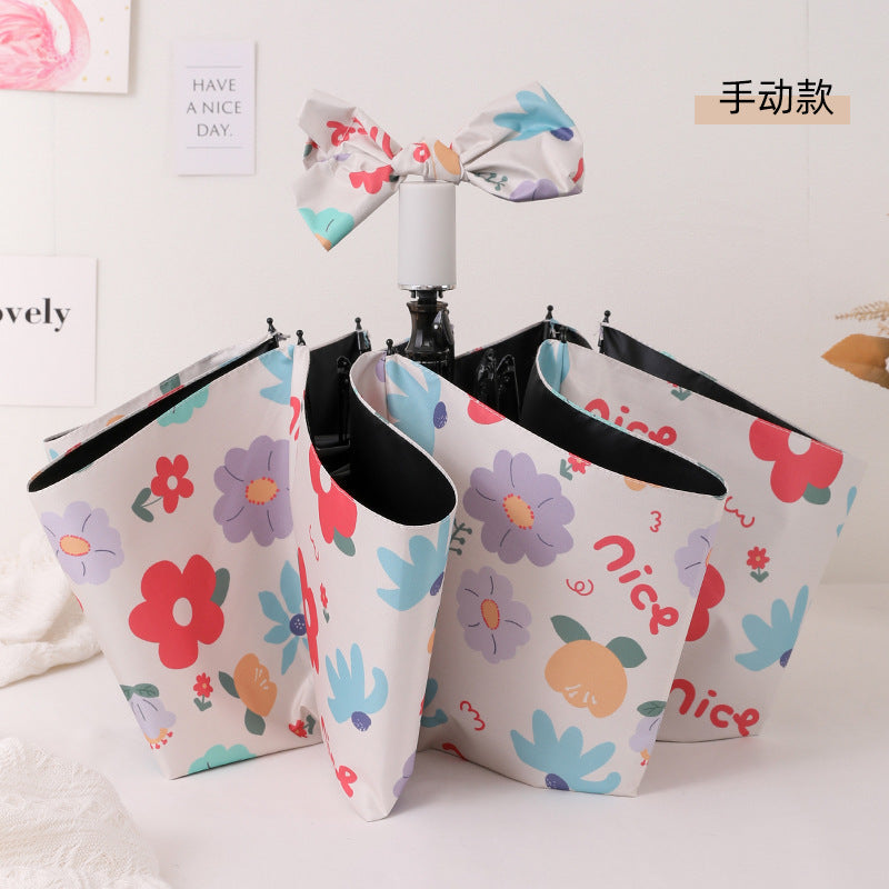 Women's Foldable Umbrella with Colorful Floral Patterns Bowlift
