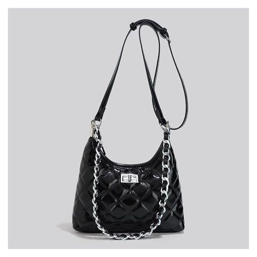 Quilted Chain-Handled Shoulder Bag Bowlift