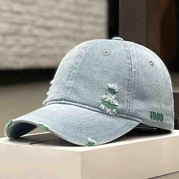 Unisex Distressed Denim Baseball Cap Bowlift