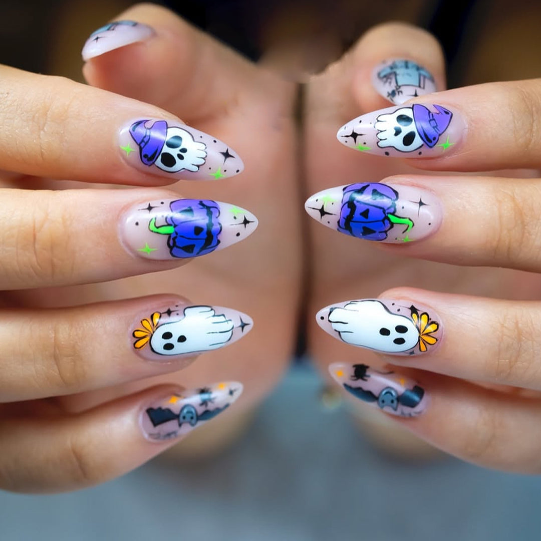 Spooky Themed Stiletto Nail Art Extensions Bowlift