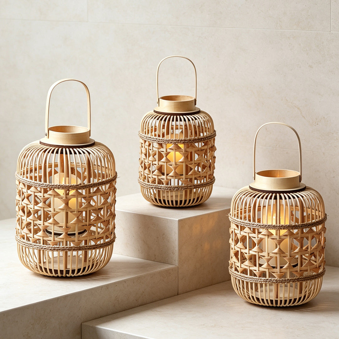 Decorative Lantern made of woven bamboo Bowlift
