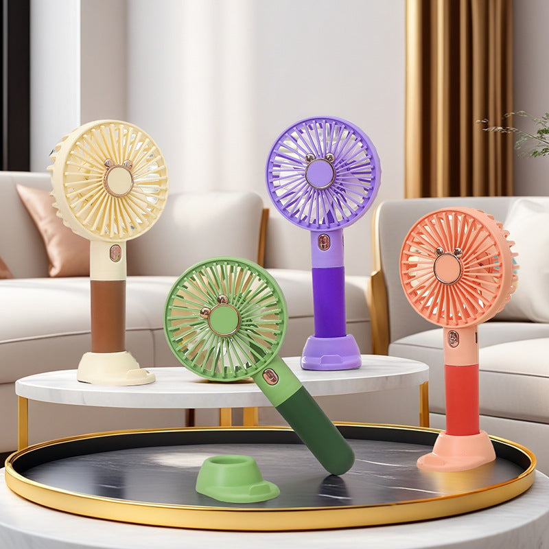 Women's Portable Mini Fan with Cute Bear Design Bowlift