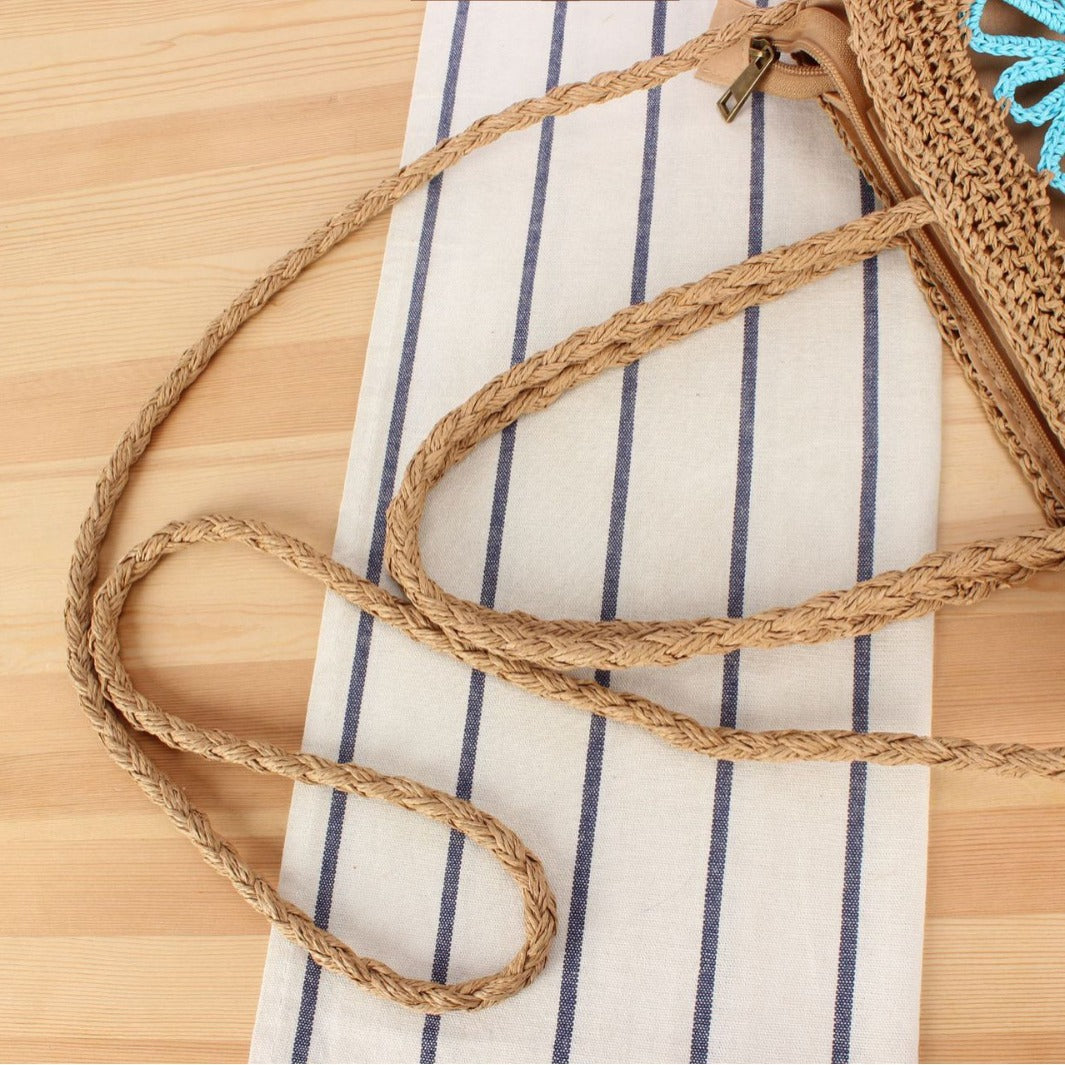 Handcrafted basket bag with colorful flower design Bowlift
