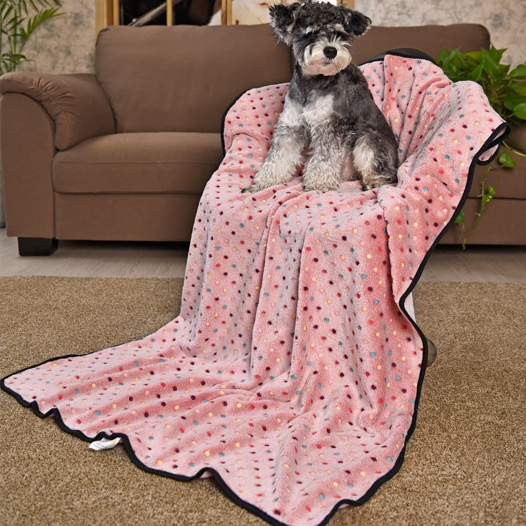 Women's Cozy Plush Blanket with Polka Dot Pattern Bowlift
