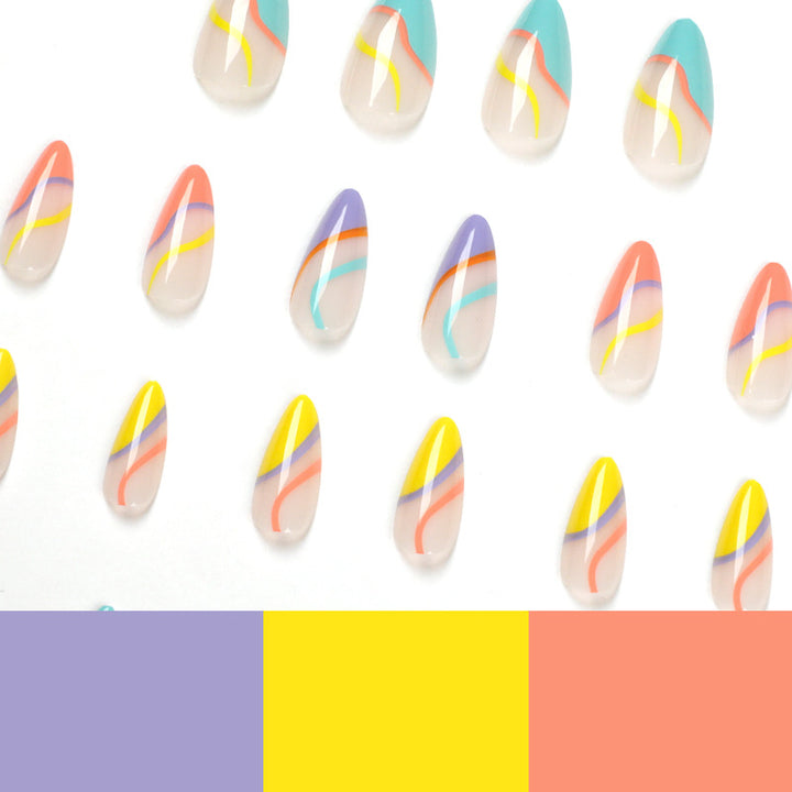 Artificial nail extensions with stylish gradient colors and modern designs Bowlift