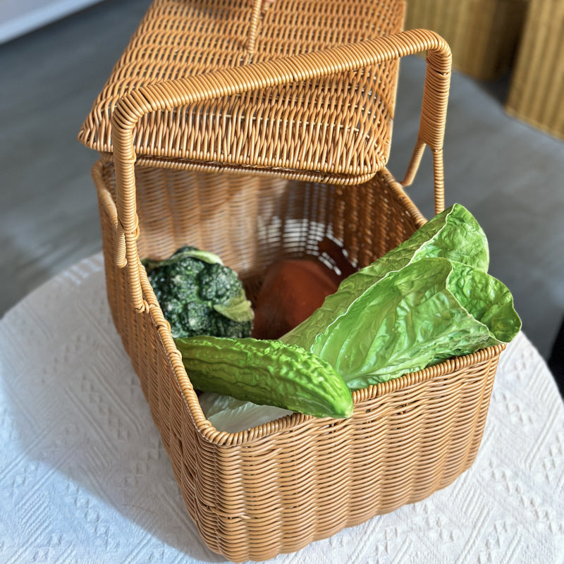 Elegant Woven Picnic Basket Bowlift