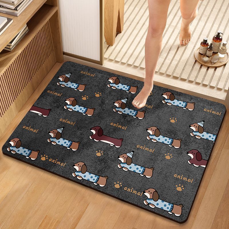 Cute Cartoon Dog-Themed Plush Bath Mat