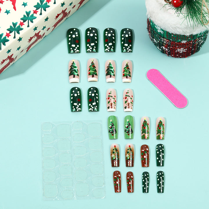 Artificial nails in festive Christmas design Bowlift