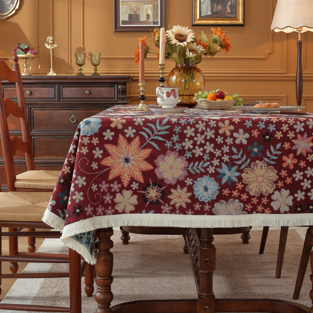Classic Floral Embroidered Tablecloth