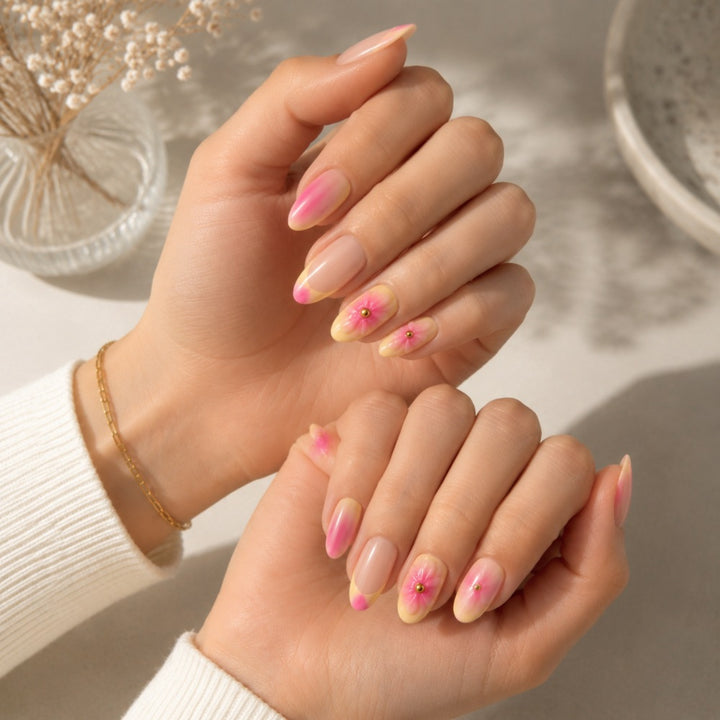 Artistic Floral Press-On Nail Set Bowlift 1787395270