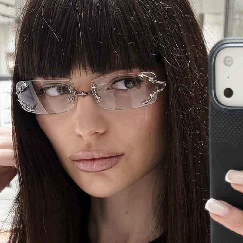 Women's fashionable sunglasses with delicate metal frame and transparent lenses Bowlift