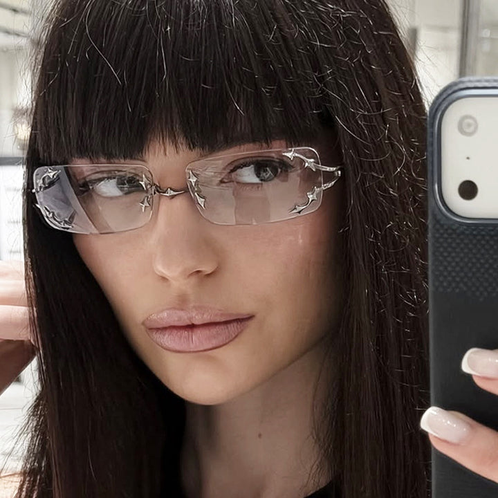 Women's fashionable sunglasses with delicate metal frame and transparent lenses Bowlift