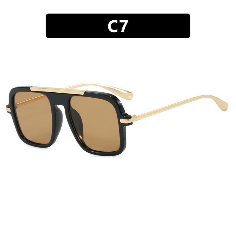 Women's square designer sunglasses with gold accents and protective UV filter Bowlift