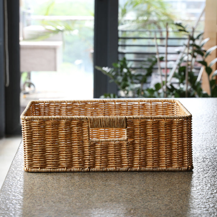 Handcrafted Large Rectangular Wicker Storage Basket Bowlift