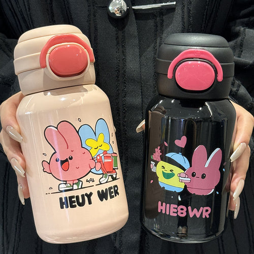 Women's Stainless Steel Water Bottle with Funny Cartoon Design Bowlift