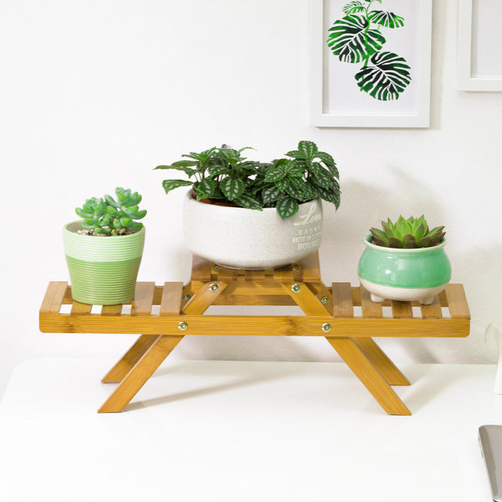 Flower rack made of durable bamboo with two levels Bowlift