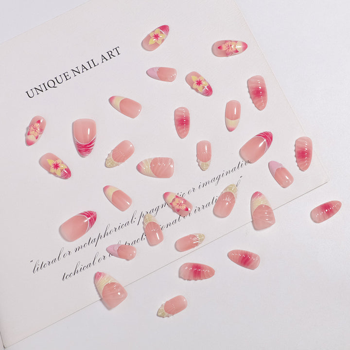 Elegant Floral-Themed Press-On Nail Set Bowlift