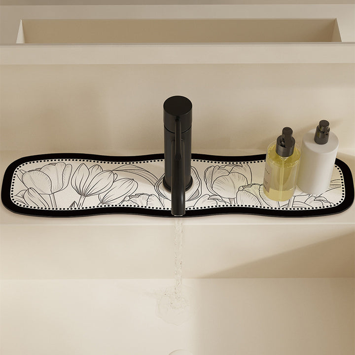 Decorative Semi-Circle Sink Faucet Splash Mat Bowlift