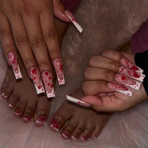 Acrylic nail set with creative speckles and elegant shape Bowlift