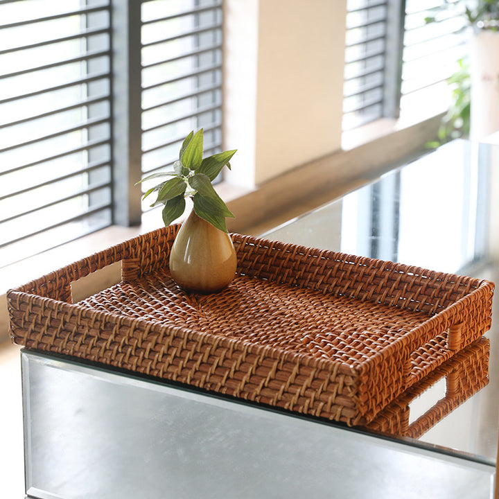 Unisex Rectangular Serving Tray made of natural wicker Bowlift