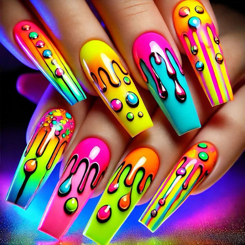Creative Acrylic Nails in Modern Drop Design Bowlift