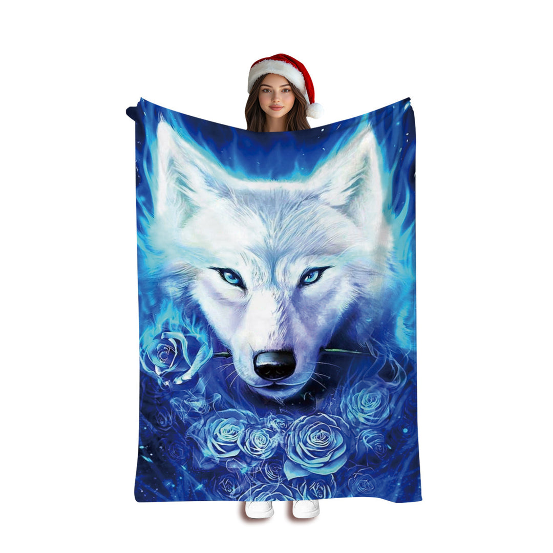 Artistic Wolf-Themed Fleece Blanket