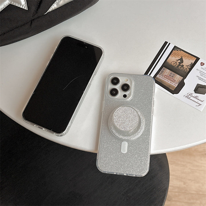 Glitter Magnetic Ring Phone Case With Magsafe-Compatible Ring Stand