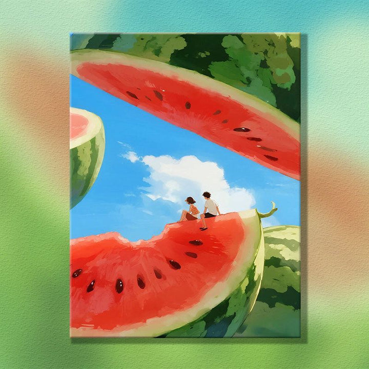 Whimsical Watermelon-Themed Canvas Artwork Bowlift