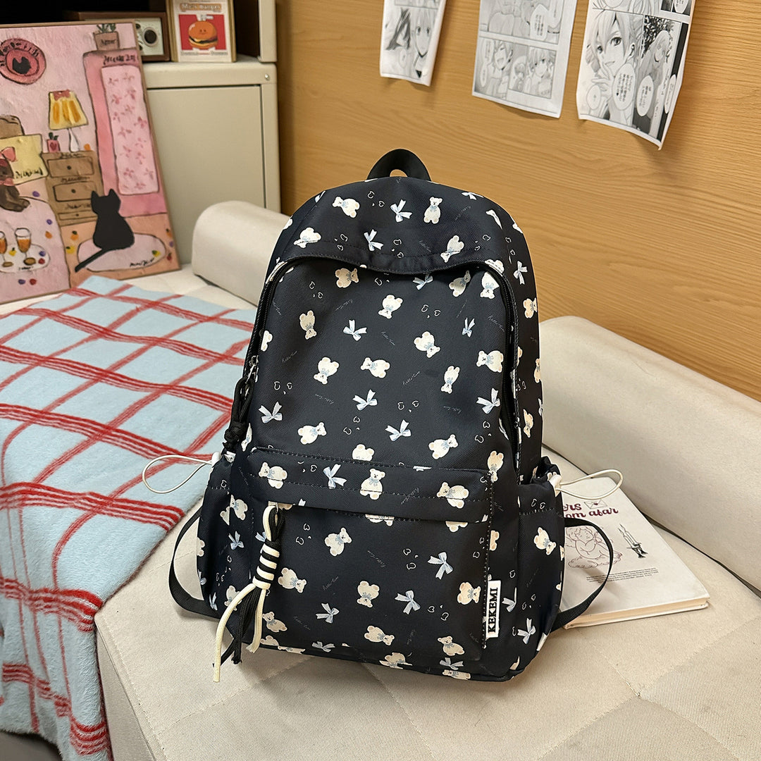 Charming Floral Print Backpack Bowlift