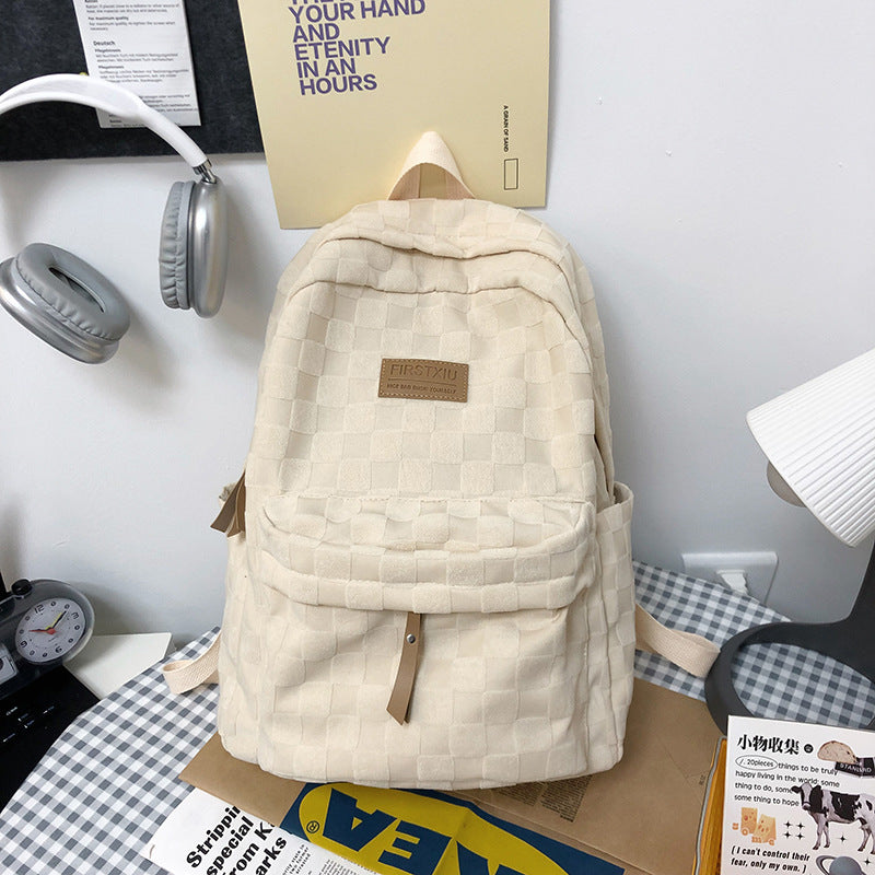 Checkered Textured School Backpack Bowlift