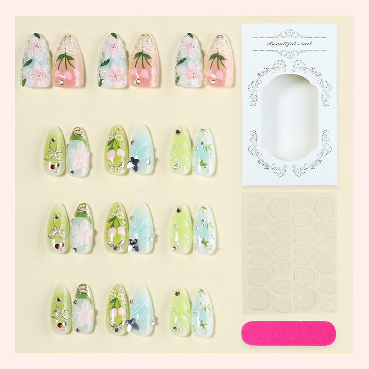 Floral Articulated Press-On Nail Set Bowlift