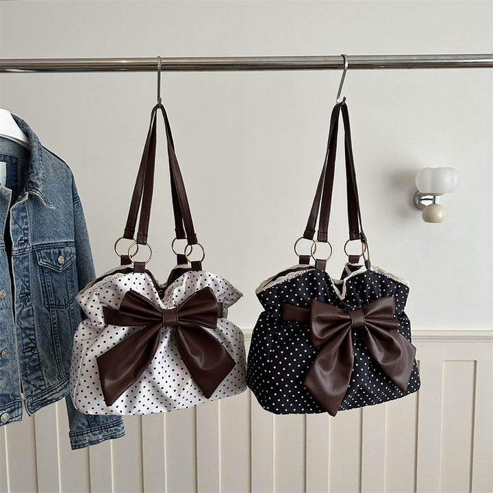 WoCharming Polka Dot Bow Tote Bag Bowlift